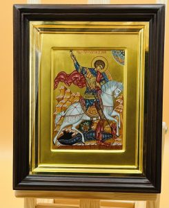 Икона » Георгий Победоносец. Чудо о змие» в киоте Образец 25 Красноармейск